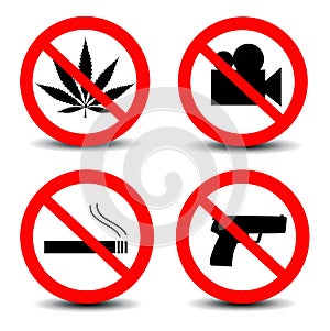 No Smoking, guns, video Sign