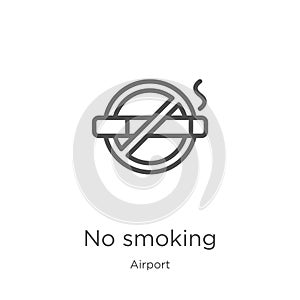 no smoking icon vector from airport collection. Thin line no smoking outline icon vector illustration. Outline, thin line no photo