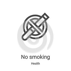 no smoking icon vector from health collection. Thin line no smoking outline icon vector illustration. Linear symbol for use on web