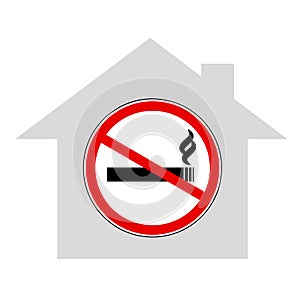 No smoking inside the house sign caution warn symbol