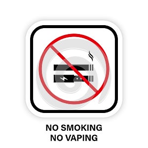 No Smoking Nicotine and Electronic Cigarette Forbidden Black Silhouette Icon. Ban Smoke Vape and Cigarette Pictogram