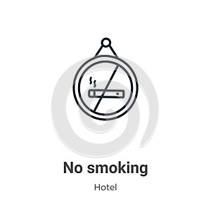 No smoking outline vector icon. Thin line black no smoking icon, flat vector simple element illustration from editable hotel