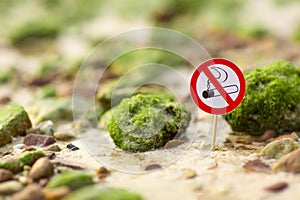 No smoking sign on the beach