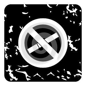 No smoking sign icon, grunge style