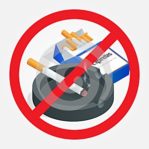 No smoking sign on white background. Sign forbidding smoking. Healthy lifestyle. The risk to health.