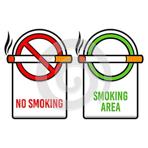 No smoking and smoking area sign