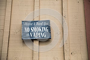 No Smoking or Vaping Sign at Winery