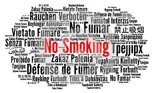 No smoking word cloud in different languages