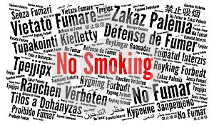 No smoking word cloud in different languages