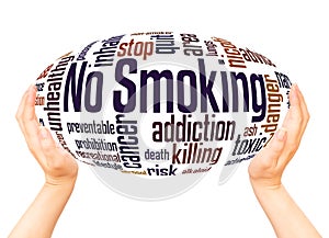 No Smoking word cloud hand sphere concept