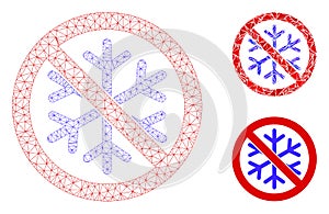 No Snowflake Vector Mesh Wire Frame Model and Triangle Mosaic Icon