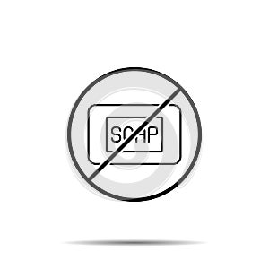 No soap icon. Simple thin line, outline vector of beauty ban, prohibition, forbiddance icons for ui and ux, website or mobile