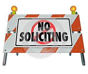 No Soliciting Barricade Barrier Sign Block Selling Salespeople