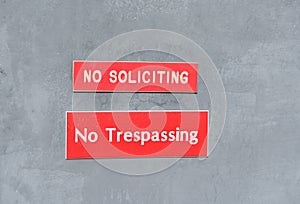 No Soliciting No Trespassing Sign