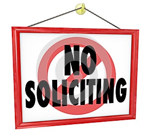 No Soliciting Sign Prohibit Unwanted Uninvited Salespeople Selling photo