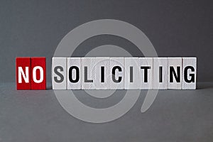 No soliciting - word concept on cubes,text