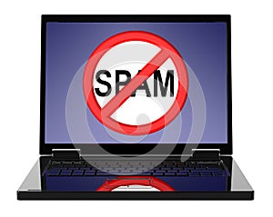 No spam sign on laptop screen.