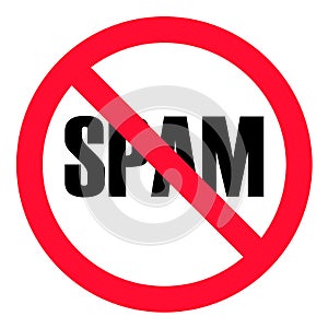 No SPAM sign on white background. flat style. anti spam sign.