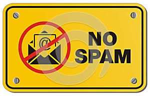No spam yellow sign - rectangle sign