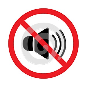 No speaker, No sound icon sign, Volume off, Prohibition symbol sticker for area places