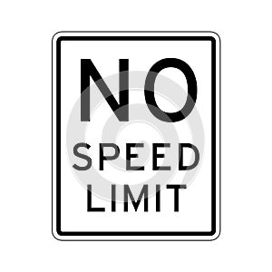 No speed limit road sign in USA