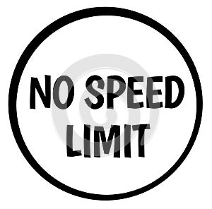 NO SPEED LIMIT stamp on white isolated