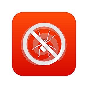 No spider sign icon digital red