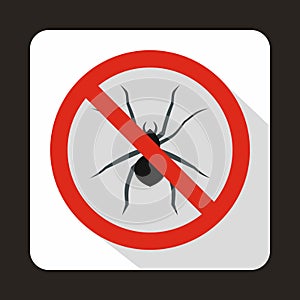 No spider sign icon, flat style