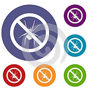 No spider sign icons set