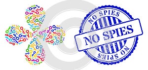 No Spies Grunge Seal and Key Colorful Twirl Flower Shape