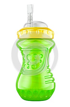 No-Spill Sippy Cup with Flex Straw for kids. Training Sippy Cup for Toddlers. 3D rendering