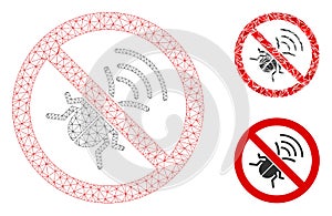 No Spy Bug Vector Mesh Network Model and Triangle Mosaic Icon