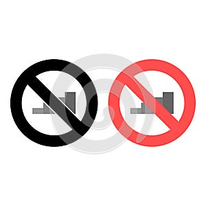 No stairs icon. Simple glyph, flat vector of charts and diagrams ban, prohibition, embargo, interdict, forbiddance icons for UI