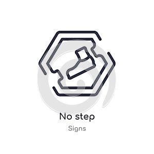 no step outline icon. isolated line vector illustration from signs collection. editable thin stroke no step icon on white