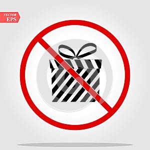 No or Stop. Gift box with Percentage icon. Present or Sale sign. Birthday Shopping symbol. Package in Gift Wrap