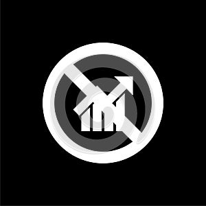 No or stop sign. Column chart icon isolated on dark background