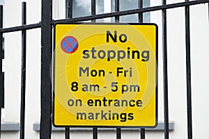 No stopping Monday to Friday on entrance school markings