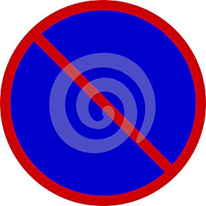 NO STOPPING sign preventing stopping or parking with red circle on a blue bed and red slash. Isolated on transparent background