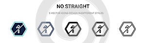 No straight sign icon in filled, thin line, outline and stroke style. Vector illustration of two colored and black no straight