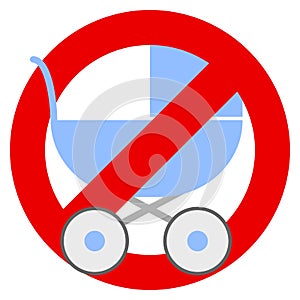 No strollers or baby carriage prohibition sign