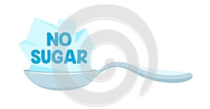 No Sugar Icon with Spoon and Sweet Cane Sugar Blocks, Design Element for Banner, Poster or Package Design