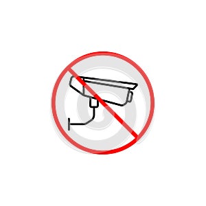 No surveillance line icon, no camera prohibition