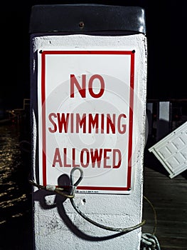 No Swimming Allowed Red Letters and White Background Sign