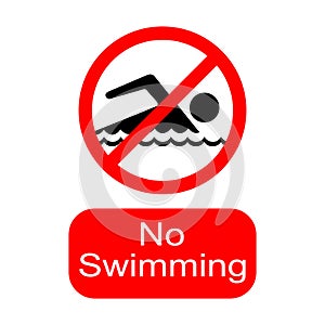 No swimming allowed, sign or symbol. Swimming forbidden in this area