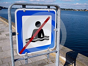 No swimming danger warning sign