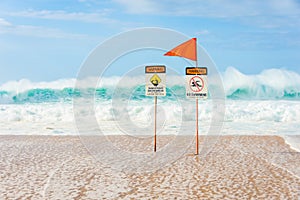 No swimming, dangerous shorebreak