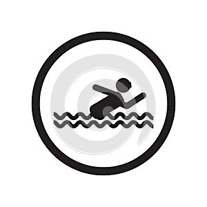 No swimming icon vector sign and symbol isolated on white background, No swimming logo concept