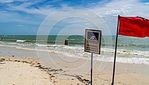 No Swimming Red Flag Thailand Beach Koh Samui