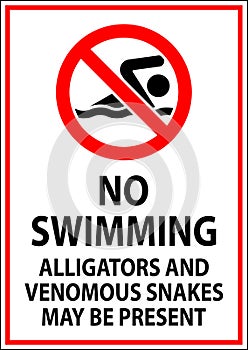 No Swimming Sign, Alligators And Venomous Snakes May Be Present