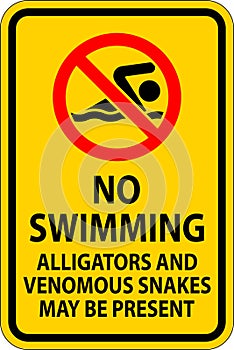 No Swimming Sign, Alligators And Venomous Snakes May Be Present